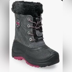 NIB Totes kids harper grey pink boots sz 3 girls